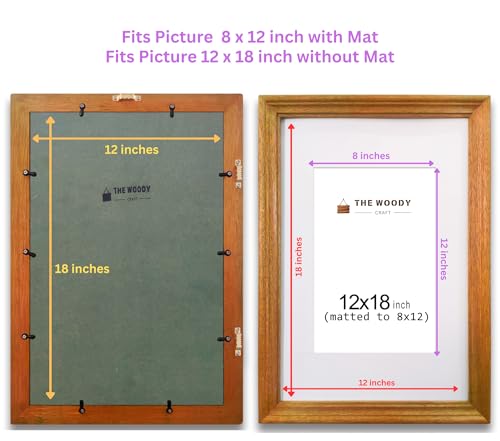 Image of 8 x 12 inch Wooden Photo Frame with Mat, Orange Photo Frame 8 x 12 inch with Mat or 12 x 18 inch without Mat for Wall Decoration, Gallery Walls, Best Wooden Photo Frames for Posters and Photos