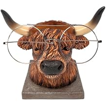 Highland Cow Eyeglasses Holder Whimsical Resin Glasses Holder Stand for Desk, Nightstand, or Office Decorative Highland Cow Figurine for Home Decor, Functional Gift Idea