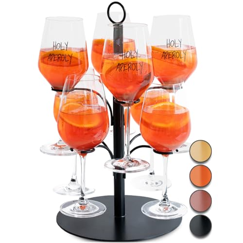 SpritzUpYourLife Getränke Tower ohne Montage - Aperol Ständer für 8 Gläser - lustige JGA Deko & Aperol Geschenk - Cocktail Tower für Sarti Rosa Aperitif