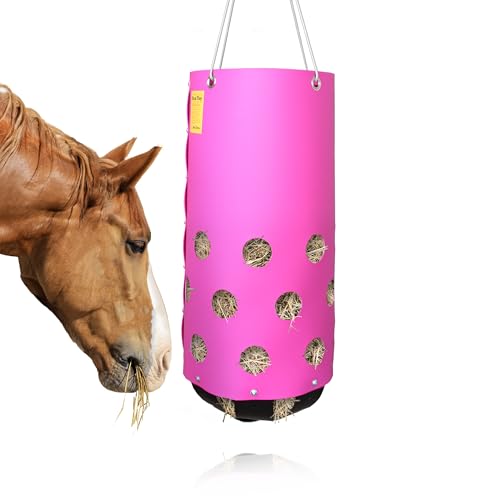 HeuToy Original Slow Feeder für Pferde, Bausatz, Pink | Heunetz- & Heusack-Alternative, Staubreduziertes Fressen, Rationierbare Heufütterung, Robustes HDPE, Made in Germany