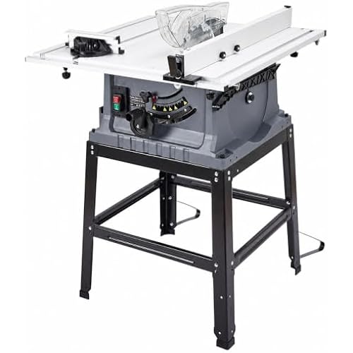 10 in Multifunctional Table Saw With Stand & Push Stick, 15A 5000RPM Motor
