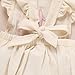 GRNSHTS Baby Girls First Birthday Outfits Ruffle Bowknot One Romper Backless Bodysuit Cake Smash Outfits (Beige, 12-18M)