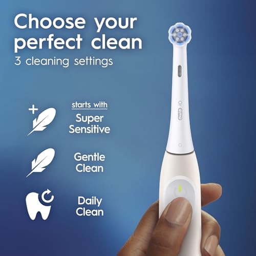 Image of Oral-B Rechargeable Electric Toothbrush, iO Limited Simple Clean, 3 Cleaning Modes, Automatic Pressure Sensor to Protect Gums, Travel Case, Peach