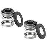 PATIKIL メカニカルシャフトシールの交換 2個 108-12 セラミックカーボンリング シーリングシャフトスプリングキット ウォーターポンプ オイルシリンダー用 黒 シルバー 12mm