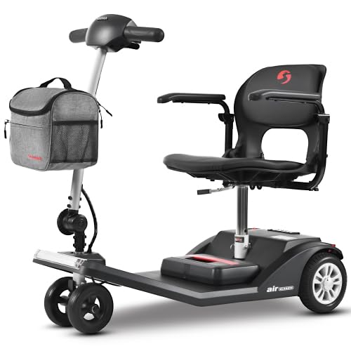 Scooter de movilidad plegable para personas mayores, 6 km/h, autonomía 15 km, batería de litio, chasis de aluminio, negro