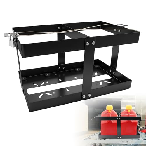 5 Gallon Fuel Jug Holder with Anti-Theft Lock Gas Can Holder For Trailer Capable of Holding Two Square Fuel Tanks Compatible with VP Fuel Jugs