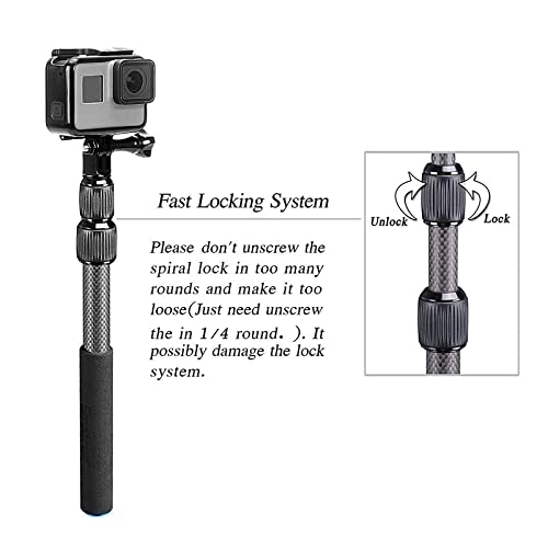 Smatree S3C Carbon Fiber Detachable Extendable Floating Pole With Tripod Stand Compatible For Gopro Hero 11/Max/Gopro Hero 10/9/8/7/6/5/4/3 Plus/3/Gopro Hero 2018/Dji Osmo Action 2. #TOP3