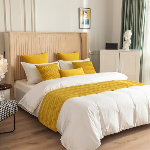 Cubrecama de Terciopelo Holandés de Doble Cara Que No Se Decolora, Bufanda Decorativa for Cama, Adecuada for Colchas, Camas Dobles, Camas Queen y Camas King.(Yellow (B),Pillowcase (45*45cm))