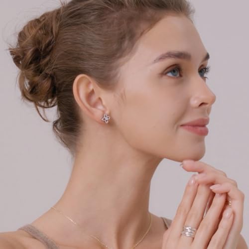 MINDDHA 14K Gold Plated Sud| 925 Sterling Silver Post| Clover Butterfly Heart Bow Stud Earrings for Women – Dainty Earrings with Cubic Zirconia – Jewelry for Everyday Wear or Occasions2