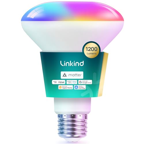 Lighting Linkind Matter Smart Light Bulb,1200LM BR30 Smart Flood Light Bulbs Compatible with Alexa, RGBTW Recessed Color Changing Bulbs, 2.4GHz Only WiFi Light Bulbs LED, A19 E26, 1Pack SmartThings Compatible Lighting Linkind Matter Smart Light Bulb,1200LM BR30 Smart Flood Light Bulbs Compatible with Alexa, RGBTW Recessed Color Changing Bulbs, 2.4GHz Only WiFi Light Bulbs LED, A19 E26, 1Pack SmartThings Compatible