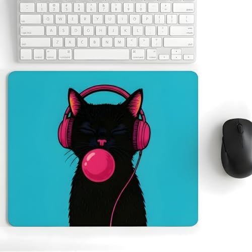 18x22 cm Desenli Baskılı Mouse Pad Kaymaz Kauçuk Taban Ofis ve Home Ofis Kullanımına Uygun Komik Yazılı Tasarım Yüksek Baskı Kaliteli Küçük Boy Mouse Pad Bilgisayar Laptop Aksesuarı (Bubble Cat) - Görsel 1