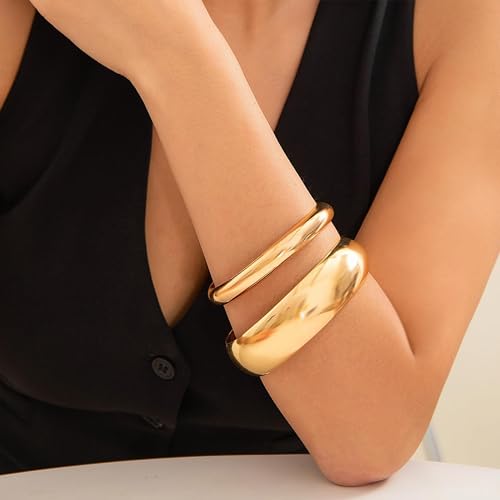 Image of Long tiantian Gold Bangles for Women Bangle Bracelets Chunky Bangles Bracelets Non Tarnish Gold /Silver Bracelet for Women Trendy Jewelry Gifts