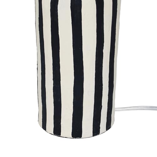 Image of Tov Furniture Maiori Black Striped Papier Mache Table Lamp