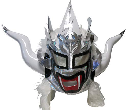 [Maskedmania] 【プロレスマスク】獣神サンダー・ライガー レプリカマスク 髪付 ホワイト×髪ホワイト ルチャリブレ プロレスのサムネイル