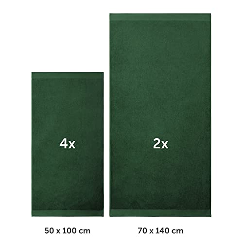 Blumtal Premium Frottier Handtücher Set 4 teilig 100% Baumwolle - Oeko-TEX zertifiziertes Badetuch 2X (70x140 cm) + Towel 4X (50x100 cm) - saugstarkes Frottiertücher Set - Handtücher Grün