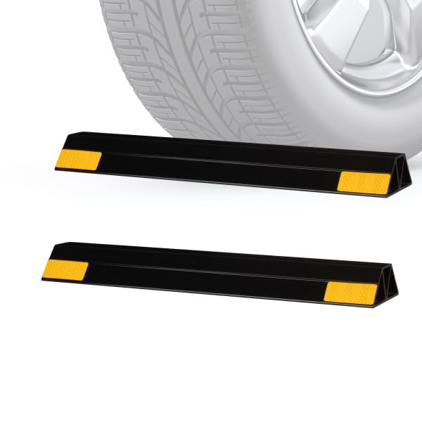 Stalwart Batente de Estacionamento para Garagem com Faixas Amarelas, Instalação Peel and Stick, 2 unidades