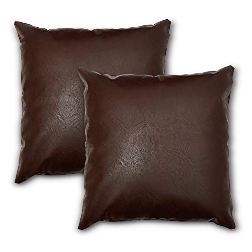 Faux Leather Throw Pillow Cover - Set of 2 - 20x20 Inches