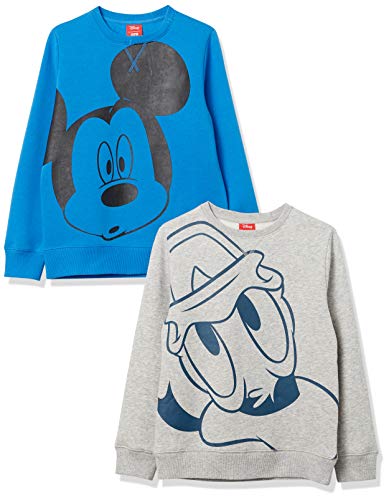 Amazon Essentials Disney | Marvel | Star Wars Toddler Boys' Fleece Crew Sweatshirts (Previously Spotted Zebra), Pack Of 2, Grey/Blue, Mickey, 4T #TOP5