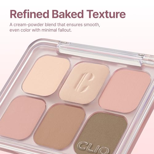 Image of CLIO Muse Master Eyeshadow Palette, Korean Royal Heritage Edition, Baked Cream Powder Formula, Soft Rose Mauve 6-Color with Matte & Shimmer for Daily Makeup, Safe for Sensitive Eyes (05 ROSE PRESET)