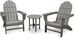 POLYWOOD Vineyard 3-Piece Adirondack Chair Set with Side Table, Slate Grey