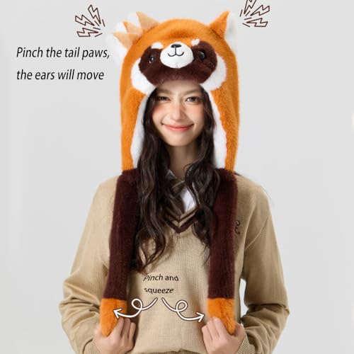 Adorable Winter Animal Plush Hat with Moving Ears - Funny-Crazy Earmuff Hat for Girls & Women4