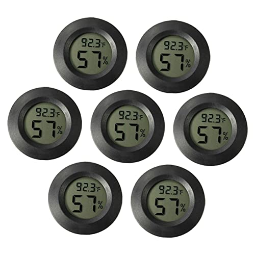 BESTonZON 7Pcs Mini Hygrometer Thermometer Digital Humidity Temperature for Reptile Tank and Incubator Compact Design for Use LCD Display