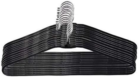 Alment 10 Pcs Black Heavy Stainless Steel Cloth Hanger with Plastic Coating (Set of 10)