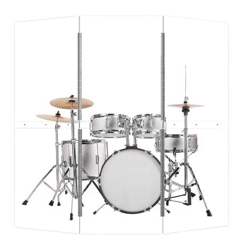 Drum Shield 3-Panels 2ft x 5ft - Acrylic with Stainless Steel Hinges - Perfect for Churches, Home Practice, and Live Performances. (3 Panels)