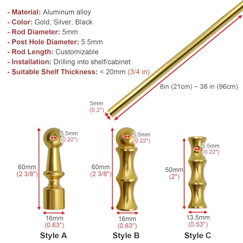 Barre de protection pour étagère noire réglable en aluminium robuste - 6