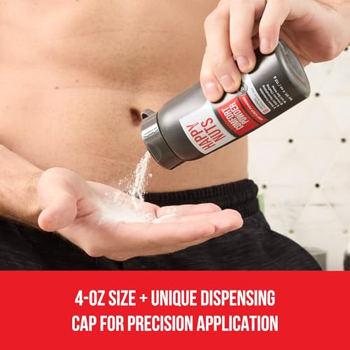 Image of HAPPY NUTS Comfort Powder Deodorant For Men: Anti-Chafing, Sweat and Odor Control for Jock Itch, Aluminum-Free, Ultimate Gift for Men's Private Parts 4 oz (1 Pack), Original Scent