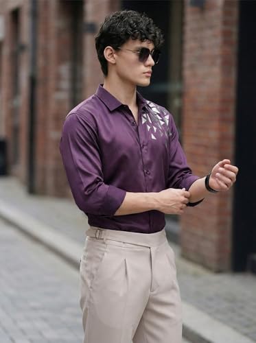 Image of IndoPrimo Men's Stylish Satin Shirt for Party, Formal, Daily and Casual Wear Full Sleeve Shirt for Mens - Trio