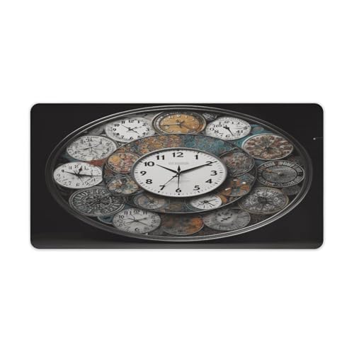 Clock Art Desk Pad con Base de Goma Grande 60x30 cm