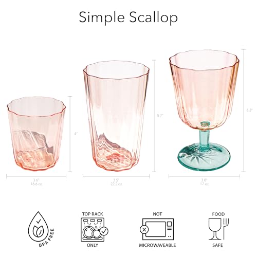 Set de 6 vasos acrílicos rosas Simple Scallop 16 oz miniatura 3