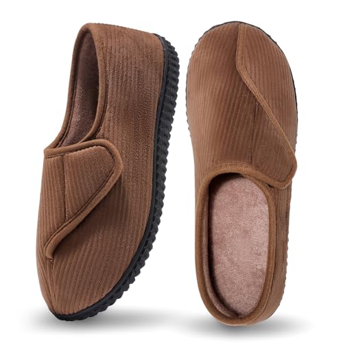 Git-up Chaussons Homme en Mousse à Mémoire Hiver Chaud Chaussures Intérieur Extérieur Semelle en Caoutchouc Antidérapante Maison Pantoufles, Chocolat 9