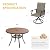 VICLLAX Patio Dining Set for 4, 5 Pieces Outdoor Furniture Includes 40.6" Round Patio Table with Umbrella Hole and 4 Outdoor Swivel Chairs for Lawn Garden, Walnut Tabletop and Mixed Brown Fabric