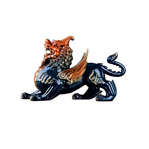 Statue de Pixiu Feng Shui en résine dorée pour la décoration intérieure du salon