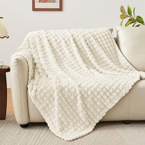 BEDELITE Kuscheldecke Flanell Flauschig, Creme Weiß, 125 x 150 cm – Ansicht 8