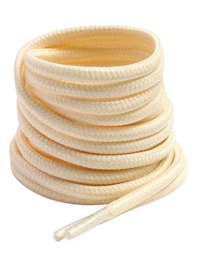VSUDO 28 Inches Round Beige Boot Laces, 5/32" Diameter Shoe Laces for Boots, Heavy Duty Work Shoestrings, Hiking Shoelaces for Men or Women (2Pairs-Beige-70CM)