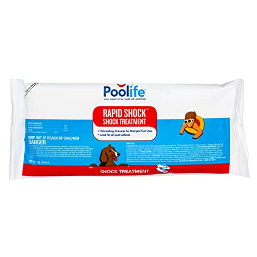 Poolife Rapid Shock for Pool’s Algae, Bacteria & Contaminant Removal - Fast-Dissolving, CYA-Free Calcium Hypochlorite Pool Shock for Clean Water - Chlorine Granules for Above & Inground Pools - 1 lb