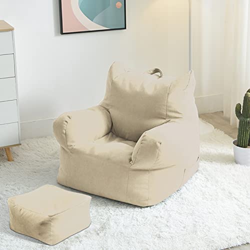 Funda para puf o sillón, sin Relleno, Color Beige. Ideal para Interior y salón.