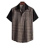 Herren Lose Gestreift Kurzarm Hemd Mode Freizeithemd Persönlichkeit Muster Europäisch und Amerikanisch Bequem und Vielseitig, 3, 3XL