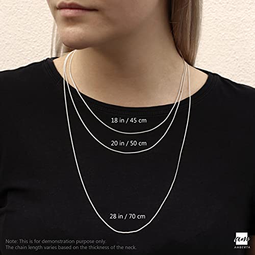 Amberta 925 Sterling Silver 1.3 Mm Curb Chain Necklace Length 18" Inch / 45 Cm (18) #TOP4