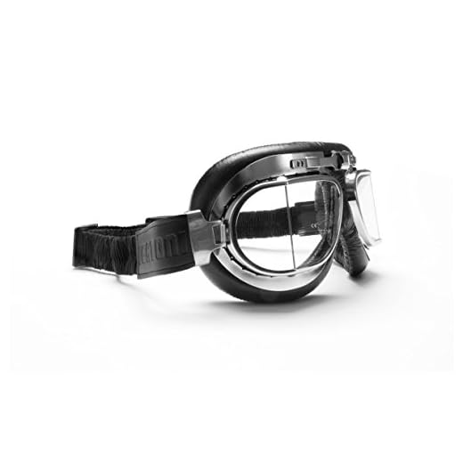 BERTONI Gafas de Moto Lentes Antivaho y Antichoque - Perfil de Acero Cromado - Italy AF193CR Negro - Gafas Vintage Aviador para Cascos Moto Harley y Chopper