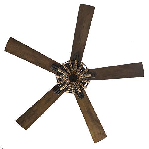 RIVER OF GOODS Coastal 52 Inch Wooden Bead LED Ceiling Fan, Brown - Image 6