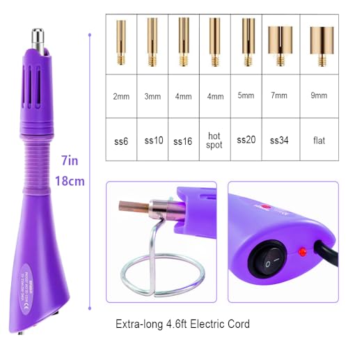 BLINGINBOX Hotfix Rhinestones Applicator Tool for Crafts Clothes, Hot Fix Rhinestone Applicator Set Pen Iron Bedazzler Kit with 6000PCS Round Crystals Gems for Shoes