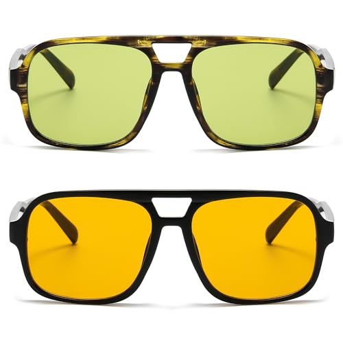 Hycredi Retro Aviator Sunglasses for Women Men, Trendy Square Shades, Vintage Classic Rectangle Sun Glasses3