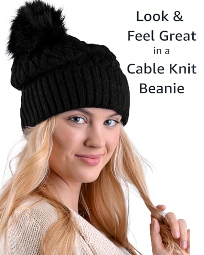 Image of Nollia Womens Cable Knit Winter Beanie for Cold Weather