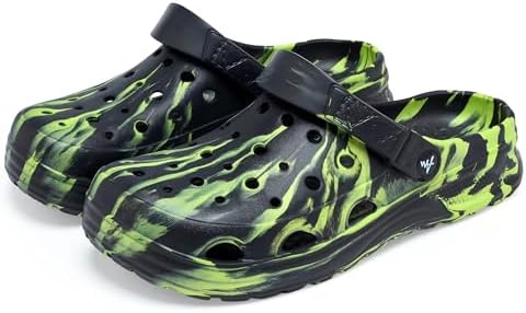 Amsatas Men and Women Unisex Garden Marble Pattern Clogs Shoes Black and Green40 - 1