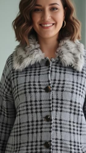 Image of Aarika Womens Winter Wear Grey Colour Abstract Woolen Cardigan