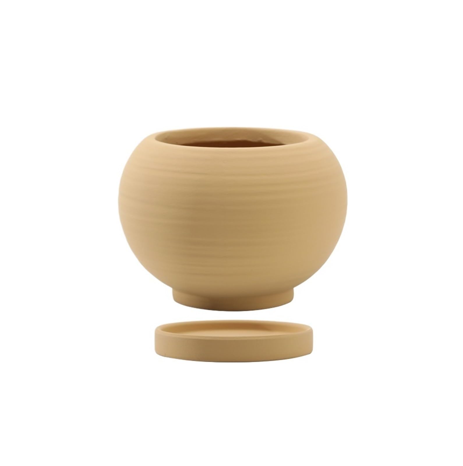 Lkvent Round Ceramic Plant Pot with Drainage Hole and Tray plant pots